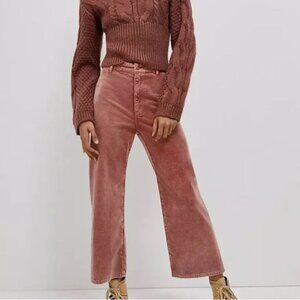 Pilcro Ultra High-Rise Cropped Wide-Leg Corduroy Pants \\ Size 28 // Dusy Rose